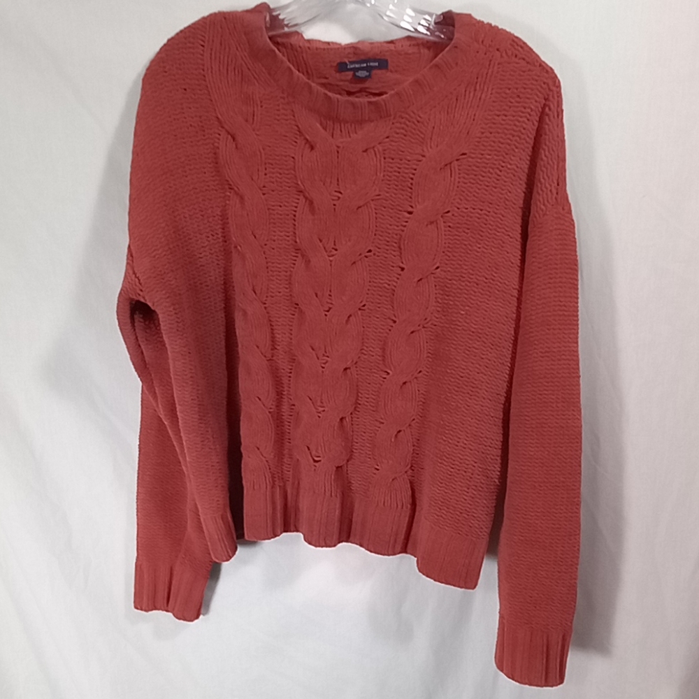 American Eagle Rust Orange Cable Knit Sweater Siz… - image 1